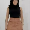 SAIA SHORT DE COURO - p - bege